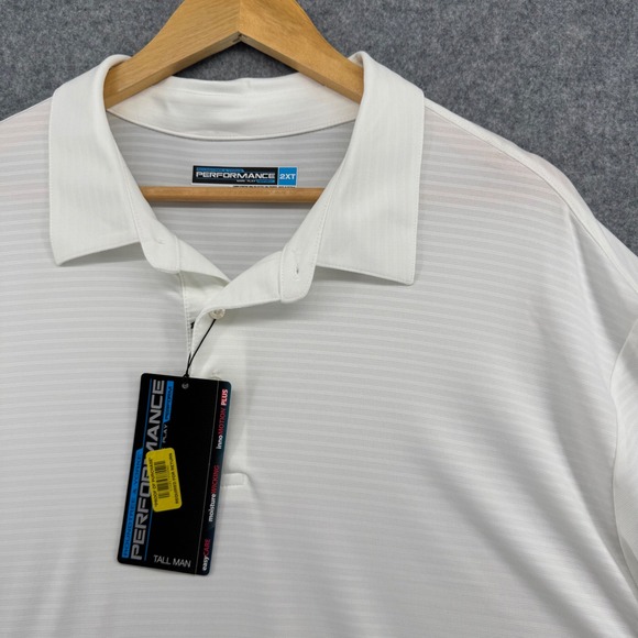 Roundtree & Yorke Other - Roundtree & Yorke Polo Shirt Mens 2XT White Performance Short Sleeve Striped